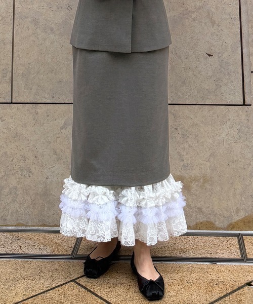 JENNE(ジェンヌ)の「ホイップレーススカート(スカート・レディース・グレー/ブラック・MEDIUM/SMALL/LARGE)」の10枚目の写真
