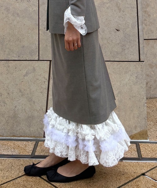 JENNE(ジェンヌ)の「ホイップレーススカート(スカート・レディース・グレー/ブラック・MEDIUM/SMALL/LARGE)」の13枚目の写真