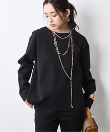 バックジップクルーネックカットソー<大きいサイズ有>シックスタイル