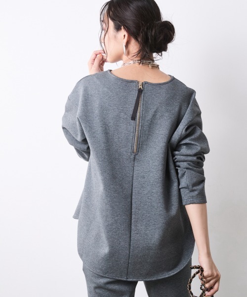 CHIC STYLE(シックスタイル)の「バックジップクルーネックカットソー<大きいサイズ有>シックスタイル(Tシャツ/カットソー・レディース・ブラック/グレー・5L/4L/3L/LL/L/M)」の6枚目の写真