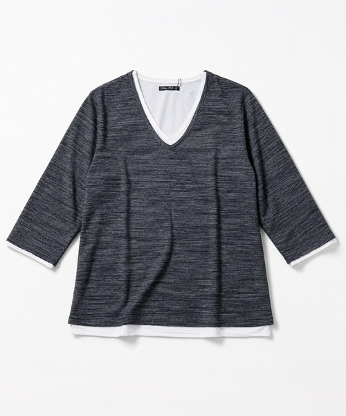 B.I.D.（ビーアイディー）の「《Bd》レイヤード風 Vネック7分袖Tシャツ（Tシャツ/カットソー・メンズ・ネイビー/ブラック/グレー・X-LARGE/MEDIUM）」の14枚目の写真