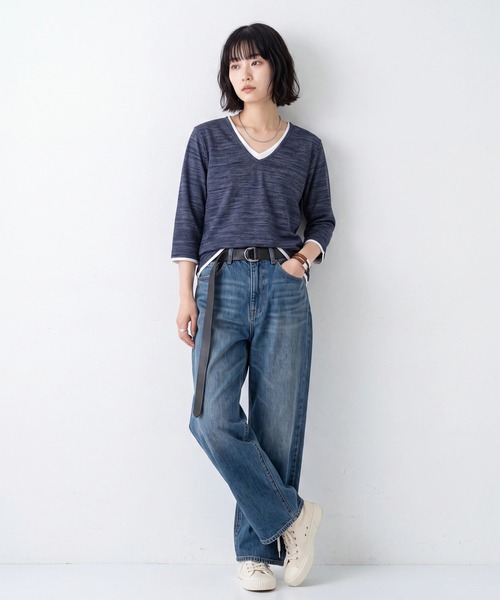 B.I.D.（ビーアイディー）の「《Bd》レイヤード風 Vネック7分袖Tシャツ（Tシャツ/カットソー・メンズ・ネイビー/ブラック/グレー・X-LARGE/MEDIUM）」の9枚目の写真