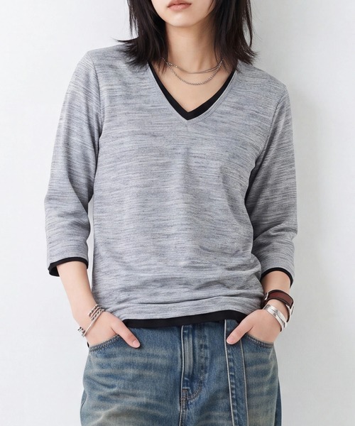 B.I.D.（ビーアイディー）の「《Bd》レイヤード風 Vネック7分袖Tシャツ（Tシャツ/カットソー・メンズ・ネイビー/ブラック/グレー・X-LARGE/MEDIUM）」の12枚目の写真