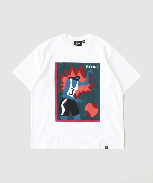 By Parra(バイパラ)の「by Parra Basketball t-shirt(Tシャツ/カットソー・メンズ・ホワイト・MEDIUM/LARGE)」の1枚目の写真
