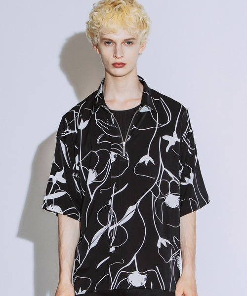 NO ID.(ノーアイディ)の「【NO ID.】Half ZIP Big Shirt / ハーフジップ ビッグ シャツ(シャツ/ブラウス・メンズ・ホワイト/ブラック・ONE SIZE)」の1枚目の写真