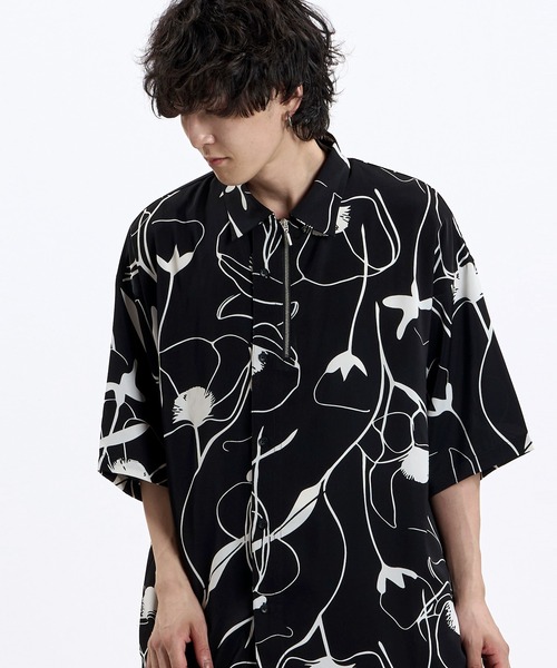 NO ID.(ノーアイディ)の「【NO ID.】Half ZIP Big Shirt / ハーフジップ ビッグ シャツ(シャツ/ブラウス・メンズ・ホワイト/ブラック・ONE SIZE)」の4枚目の写真