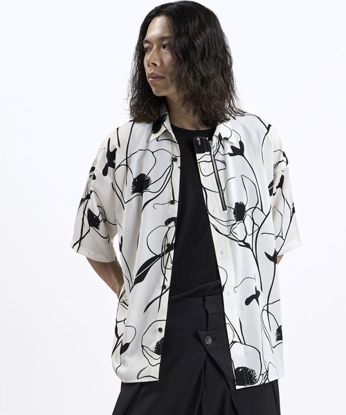 NO ID.(ノーアイディ)の「【NO ID.】Half ZIP Big Shirt / ハーフジップ ビッグ シャツ(シャツ/ブラウス・メンズ・ホワイト/ブラック・ONE SIZE)」の6枚目の写真