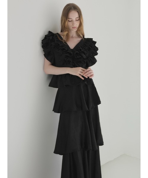 AMOMMA(アモマ)の「SATIN RAFFLE FRILL TOPS(シャツ/ブラウス・レディース・アイボリー/ブラック/ピンク・FREE)」の20枚目の写真