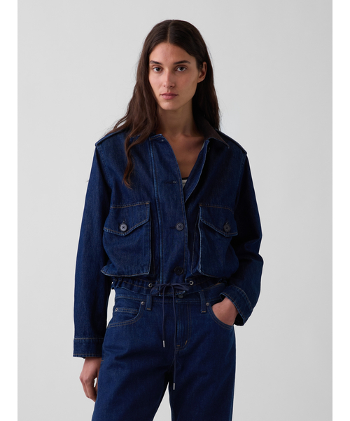 GAP(ギャップ)の「コーデュロイ襟 リラックスフィット デニムジャケット(デニムジャケット・レディース・インディゴブルー・S/M/L/XXS/XS)」の1枚目の写真