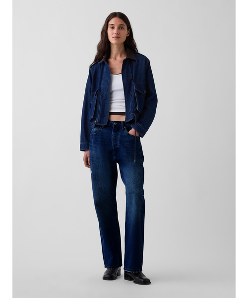 GAP(ギャップ)の「コーデュロイ襟 リラックスフィット デニムジャケット(デニムジャケット・レディース・インディゴブルー・S/M/L/XXS/XS)」の2枚目の写真