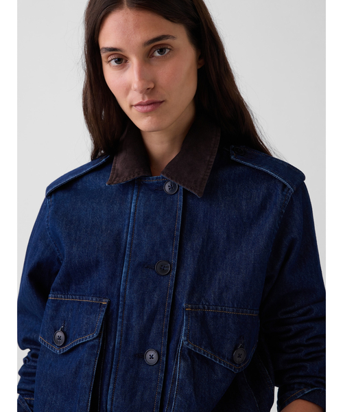 GAP(ギャップ)の「コーデュロイ襟 リラックスフィット デニムジャケット(デニムジャケット・レディース・インディゴブルー・S/M/L/XXS/XS)」の4枚目の写真