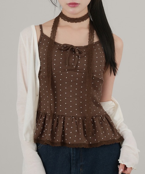 apres jour mignon(アプレジュールミニョン)の「【apresjour mignon×ARIAZ】カップ付きドットキャミ(キャミソール・レディース・ブラック/オフホワイト/グレー/ブラウン系その他・ONESIZE)」の4枚目の写真