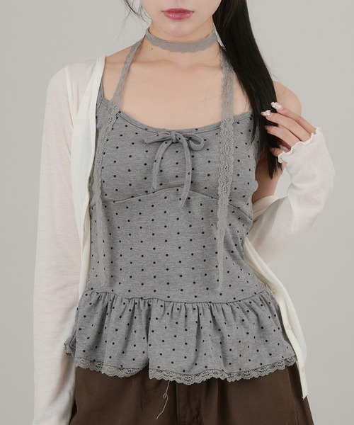 apres jour mignon(アプレジュールミニョン)の「【apresjour mignon×ARIAZ】カップ付きドットキャミ(キャミソール・レディース・ブラック/オフホワイト/グレー/ブラウン系その他・ONESIZE)」の3枚目の写真
