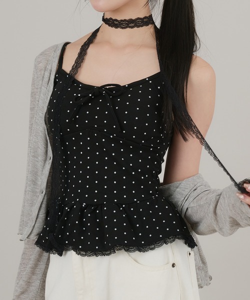 apres jour mignon(アプレジュールミニョン)の「【apresjour mignon×ARIAZ】カップ付きドットキャミ(キャミソール・レディース・ブラック/オフホワイト/グレー/ブラウン系その他・ONESIZE)」の1枚目の写真