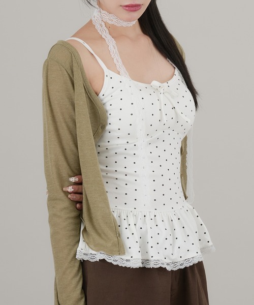 apres jour mignon(アプレジュールミニョン)の「【apresjour mignon×ARIAZ】カップ付きドットキャミ(キャミソール・レディース・ブラック/オフホワイト/グレー/ブラウン系その他・ONESIZE)」の6枚目の写真