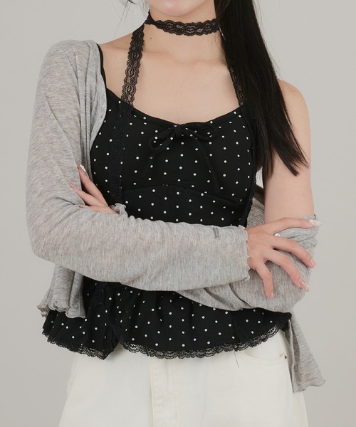 apres jour mignon(アプレジュールミニョン)の「【apresjour mignon×ARIAZ】カップ付きドットキャミ(キャミソール・レディース・ブラック/オフホワイト/グレー/ブラウン系その他・ONESIZE)」の7枚目の写真