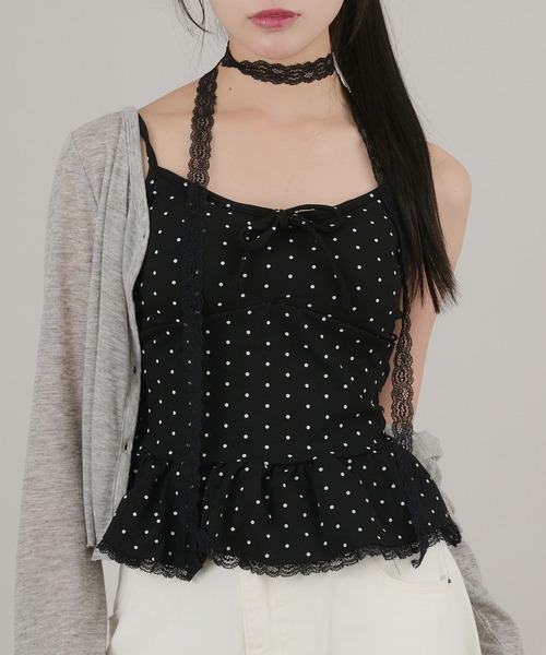 apres jour mignon(アプレジュールミニョン)の「【apresjour mignon×ARIAZ】カップ付きドットキャミ(キャミソール・レディース・ブラック/オフホワイト/グレー/ブラウン系その他・ONESIZE)」の8枚目の写真
