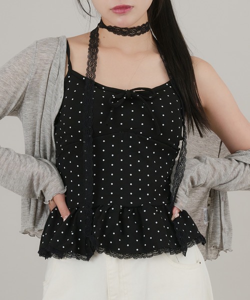 apres jour mignon(アプレジュールミニョン)の「【apresjour mignon×ARIAZ】カップ付きドットキャミ(キャミソール・レディース・ブラック/オフホワイト/グレー/ブラウン系その他・ONESIZE)」の9枚目の写真