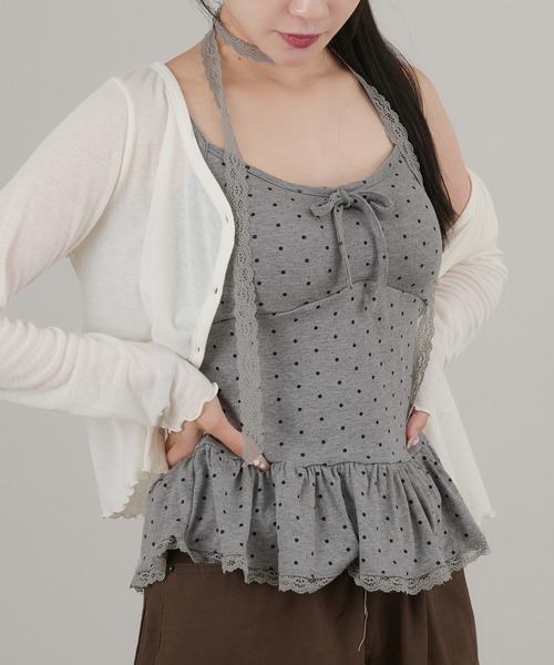 apres jour mignon(アプレジュールミニョン)の「【apresjour mignon×ARIAZ】カップ付きドットキャミ(キャミソール・レディース・ブラック/オフホワイト/グレー/ブラウン系その他・ONESIZE)」の12枚目の写真