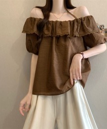 オフショルダーフリルブラウス
