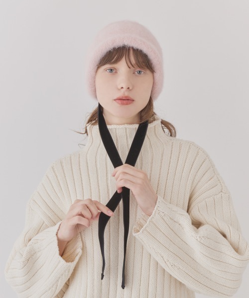 Chapeau d' O(シャポードオー)の「Chapeau d' O Lame Angora Hood / シャポードオー(ハット・レディース・グレー/ホワイト/ピンク/ライトベージュ・FREE)」の21枚目の写真