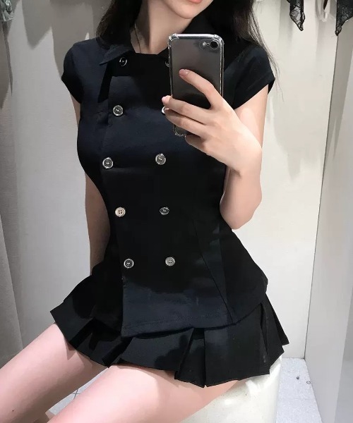 Aelina(エリナ)の「ダブルブレストタイトブラウス(シャツ/ブラウス・レディース・ブラック・FREE)」の7枚目の写真