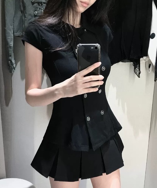 Aelina(エリナ)の「ダブルブレストタイトブラウス(シャツ/ブラウス・レディース・ブラック・FREE)」の9枚目の写真