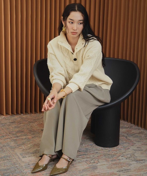 ELFRANK(エルフランク)の「【2026AW】【M~Lサイズ展開】ハイネックケーブル編みニット(ニット/セーター・レディース・ブラック/グレー/アイボリー・L/M)」の8枚目の写真