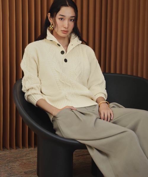 ELFRANK(エルフランク)の「【2026AW】【M~Lサイズ展開】ハイネックケーブル編みニット(ニット/セーター・レディース・ブラック/グレー/アイボリー・L/M)」の9枚目の写真