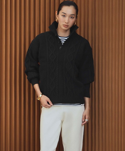 ELFRANK(エルフランク)の「【2026AW】【M~Lサイズ展開】ハイネックケーブル編みニット(ニット/セーター・レディース・ブラック/グレー/アイボリー・L/M)」の11枚目の写真