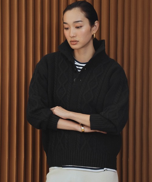 ELFRANK(エルフランク)の「【2026AW】【M~Lサイズ展開】ハイネックケーブル編みニット(ニット/セーター・レディース・ブラック/グレー/アイボリー・L/M)」の12枚目の写真