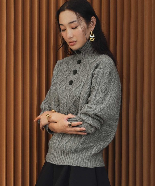ELFRANK(エルフランク)の「【2026AW】【M~Lサイズ展開】ハイネックケーブル編みニット(ニット/セーター・レディース・ブラック/グレー/アイボリー・L/M)」の16枚目の写真