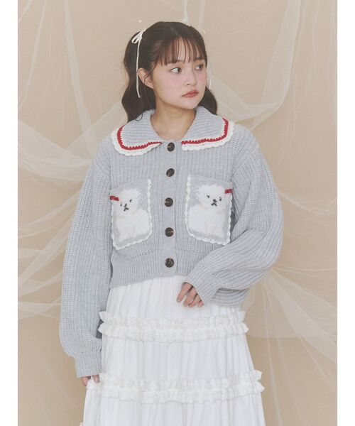 merry jenny(メリージェニー)の「いぬころジャガードニットカーデ(カーディガン/ボレロ・レディース・ネイビー/ピンク/グレー・FREE)」の12枚目の写真