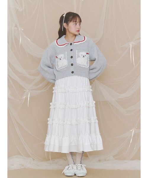 merry jenny(メリージェニー)の「いぬころジャガードニットカーデ(カーディガン/ボレロ・レディース・ネイビー/ピンク/グレー・FREE)」の13枚目の写真