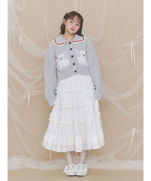 merry jenny(メリージェニー)の「いぬころジャガードニットカーデ(カーディガン/ボレロ・レディース・ネイビー/ピンク/グレー・FREE)」の14枚目の写真