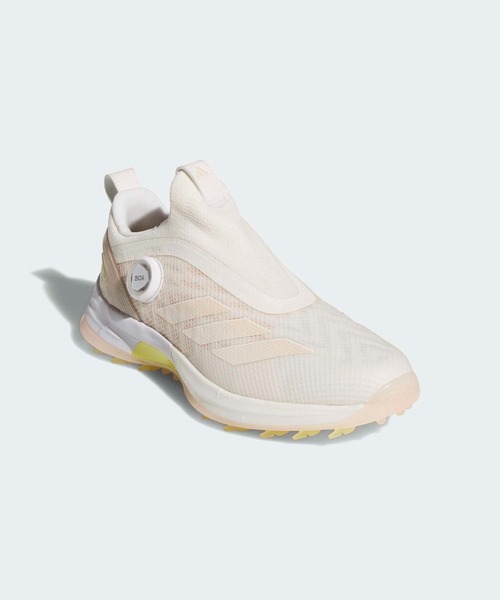 adidas（アディダス）の「ウィメンズ アディゼロ ゼッドジー 25 ボア【adidas Golf/アディダスゴルフ】（スニーカー・レディース・ホワイト×イエロー・22.5cm/23.5cm/24.5cm/25.5cm/23.0cm/24.0cm/25.0cm/26.0cm/22.0cm）」の4枚目の写真