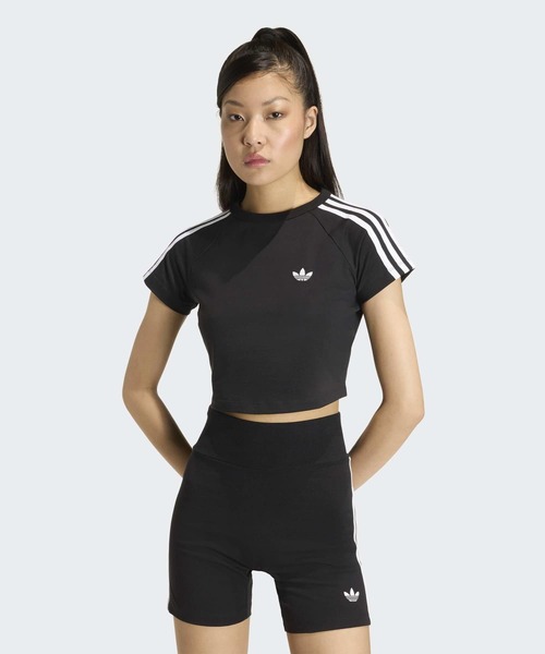 adidas(アディダス)の「SSTベビーティー / クロップド丈 / アディダスオリジナルス adidas Originals(Tシャツ/カットソー・レディース・ブラック・X-LARGE/X-SMALL/MEDIUM/XX-LARGE/LARGE/SMALL)」の3枚目の写真