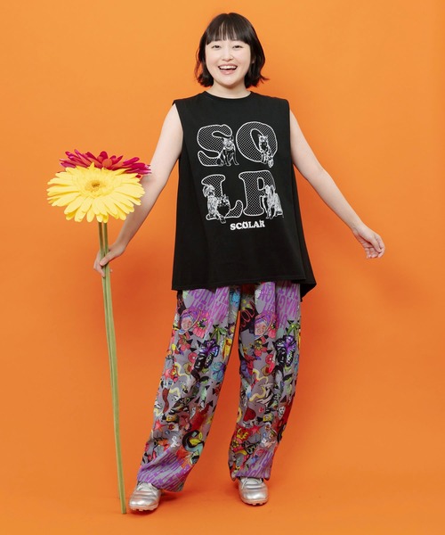 ScoLar(スカラー)の「162751:ドットスカラーわんにゃん柄 接触冷感タンクトップ(Tシャツ/カットソー・レディース・ブラウン/パープル/ブラック・M)」の20枚目の写真