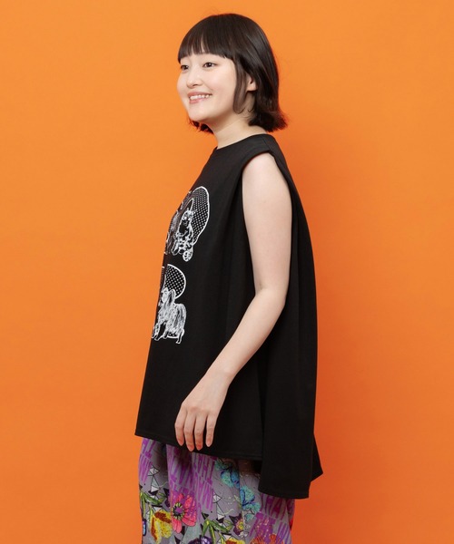 ScoLar(スカラー)の「162751:ドットスカラーわんにゃん柄 接触冷感タンクトップ(Tシャツ/カットソー・レディース・ブラウン/パープル/ブラック・M)」の22枚目の写真