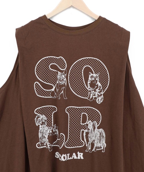 ScoLar(スカラー)の「162751:ドットスカラーわんにゃん柄 接触冷感タンクトップ(Tシャツ/カットソー・レディース・ブラウン/パープル/ブラック・M)」の13枚目の写真