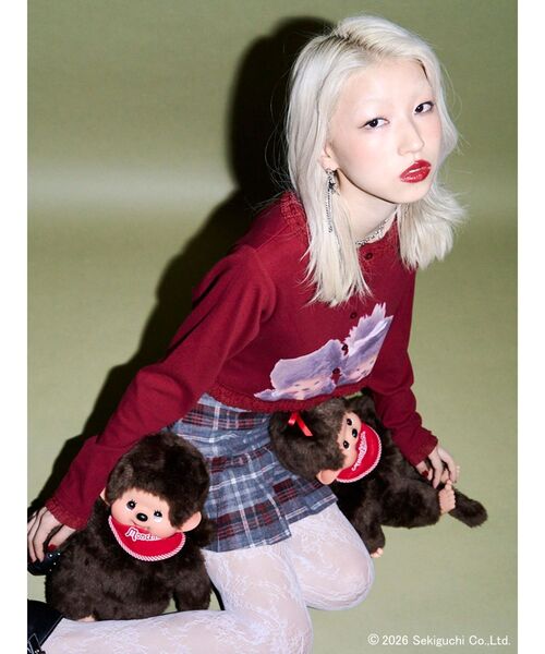 jouetie(ジュエティ)の「【monchhichi×jouetie】フォトコンパクトカーデ(カーディガン/ボレロ・レディース・オフホワイト/ボルドー/ブラック・FREE)」の9枚目の写真