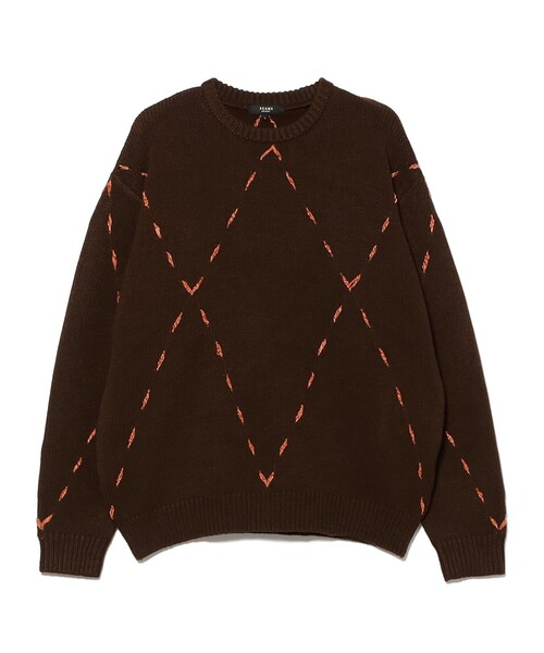 BEAMS HEART(ビームスハート)の「モール糸 ダイヤステッチ プルオーバーニット(ニット/セーター・メンズ・ブラウン/チャコールグレー・SMALL/LARGE/MEDIUM)」の8枚目の写真