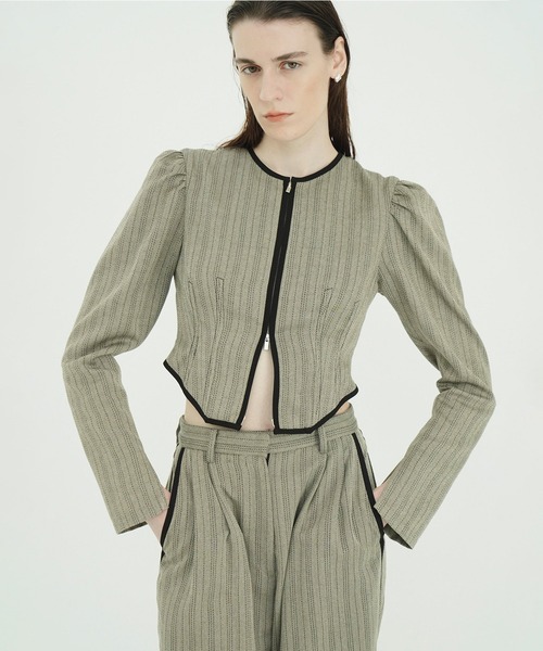 CLANE(クラネ)の「HERRINGBONE CORSET DETAIL TOPS(その他トップス・レディース・ブラック/その他・1/2)」の1枚目の写真