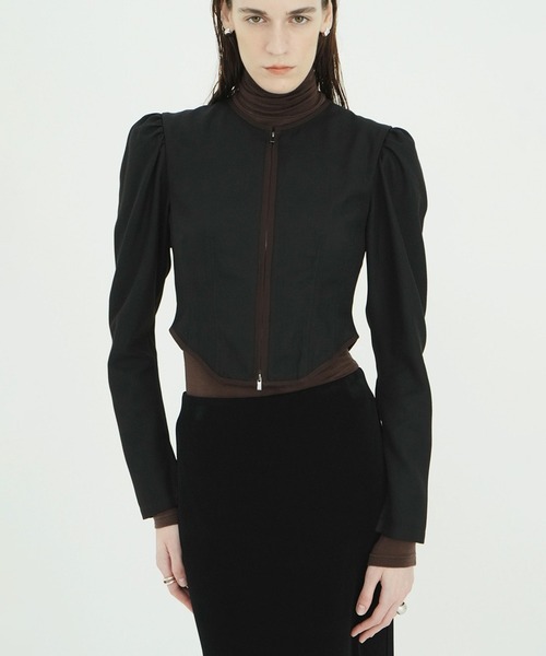 CLANE(クラネ)の「HERRINGBONE CORSET DETAIL TOPS(その他トップス・レディース・ブラック/その他・1/2)」の5枚目の写真