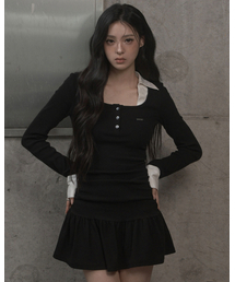KHAKIPOINT（カーキポイント）の「Overlay Mini Dress (black)（ワンピース）」