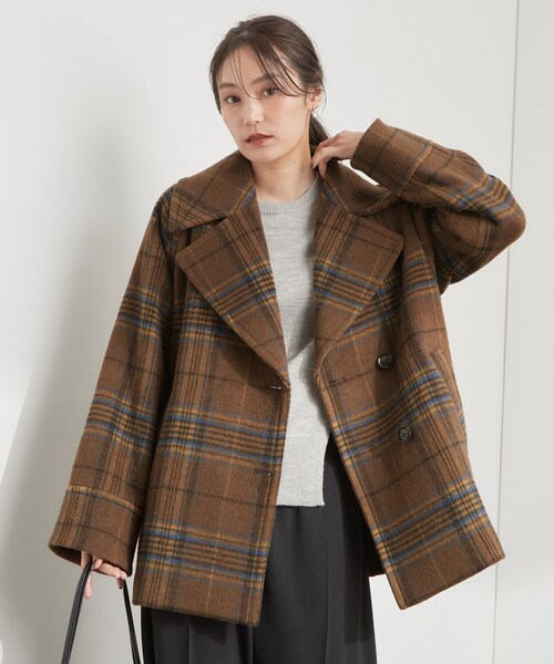 OPAQUE.CLIP(オペークドットクリップ)の「カシミヤブレンドウール ミドルピーコート(ピーコート・レディース・オフホワイト/ネイビー/チャコールグレー/ブラウン系2・38/40)」の3枚目の写真