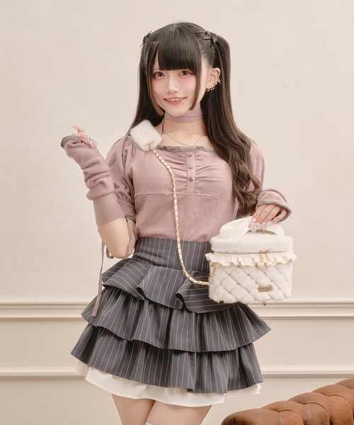 Pal elfy(パルエルフィー)の「ビジュー付きファーバニティバッグ(ショルダーバッグ・レディース・アイボリー/ブラック/ピンク・フリー)」の4枚目の写真