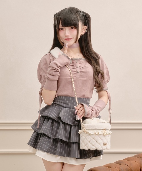 Pal elfy(パルエルフィー)の「ビジュー付きファーバニティバッグ(ショルダーバッグ・レディース・アイボリー/ブラック/ピンク・フリー)」の6枚目の写真