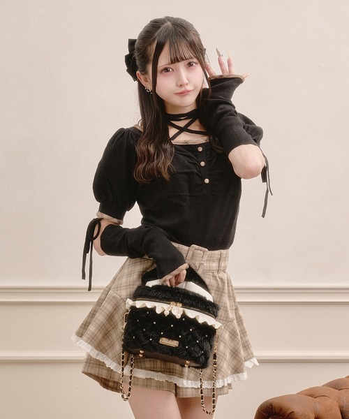 Pal elfy(パルエルフィー)の「ビジュー付きファーバニティバッグ(ショルダーバッグ・レディース・アイボリー/ブラック/ピンク・フリー)」の12枚目の写真