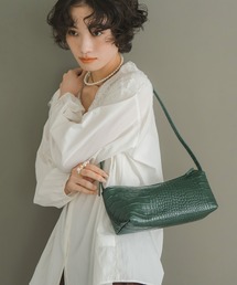 【LA MARGE】【本革】 クロコ型押し ワンハンドル ショルダーバッグ / レディース レザー バッグ オケージョン